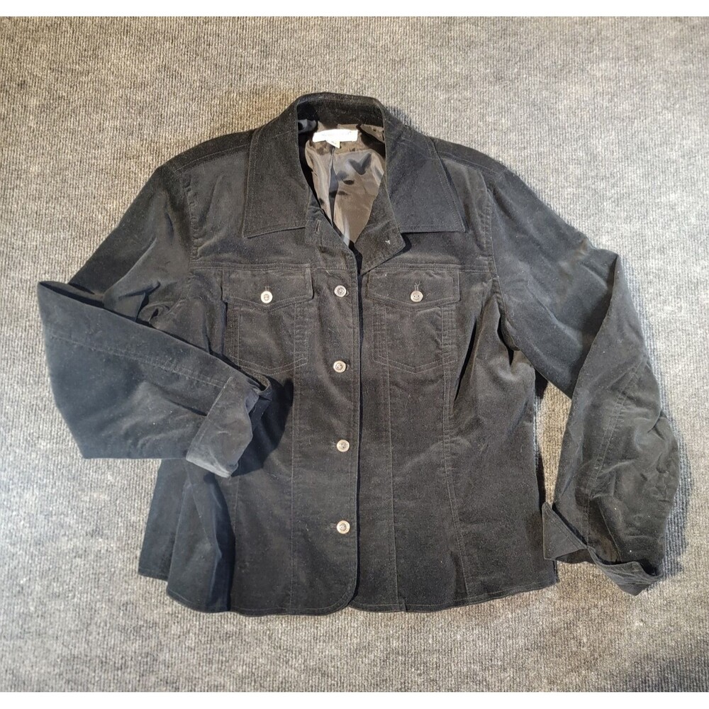 Coldwater Creek Women's Black Button Collared Jacket with Pockets Size M